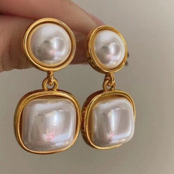 faux pearl drop earrings chic classic luxury - Picture 2 of 3
